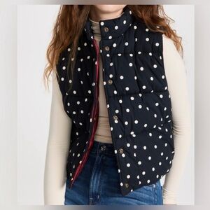 Clare V Black and White Polka Dot reversible Puffer Vest